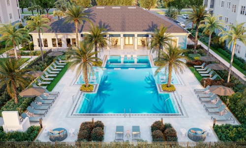 melina sarasota pool sundeck palm trees clubhouse sunset