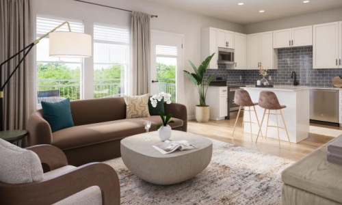 a living room with a large window