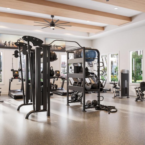 a gym with exercise equipment